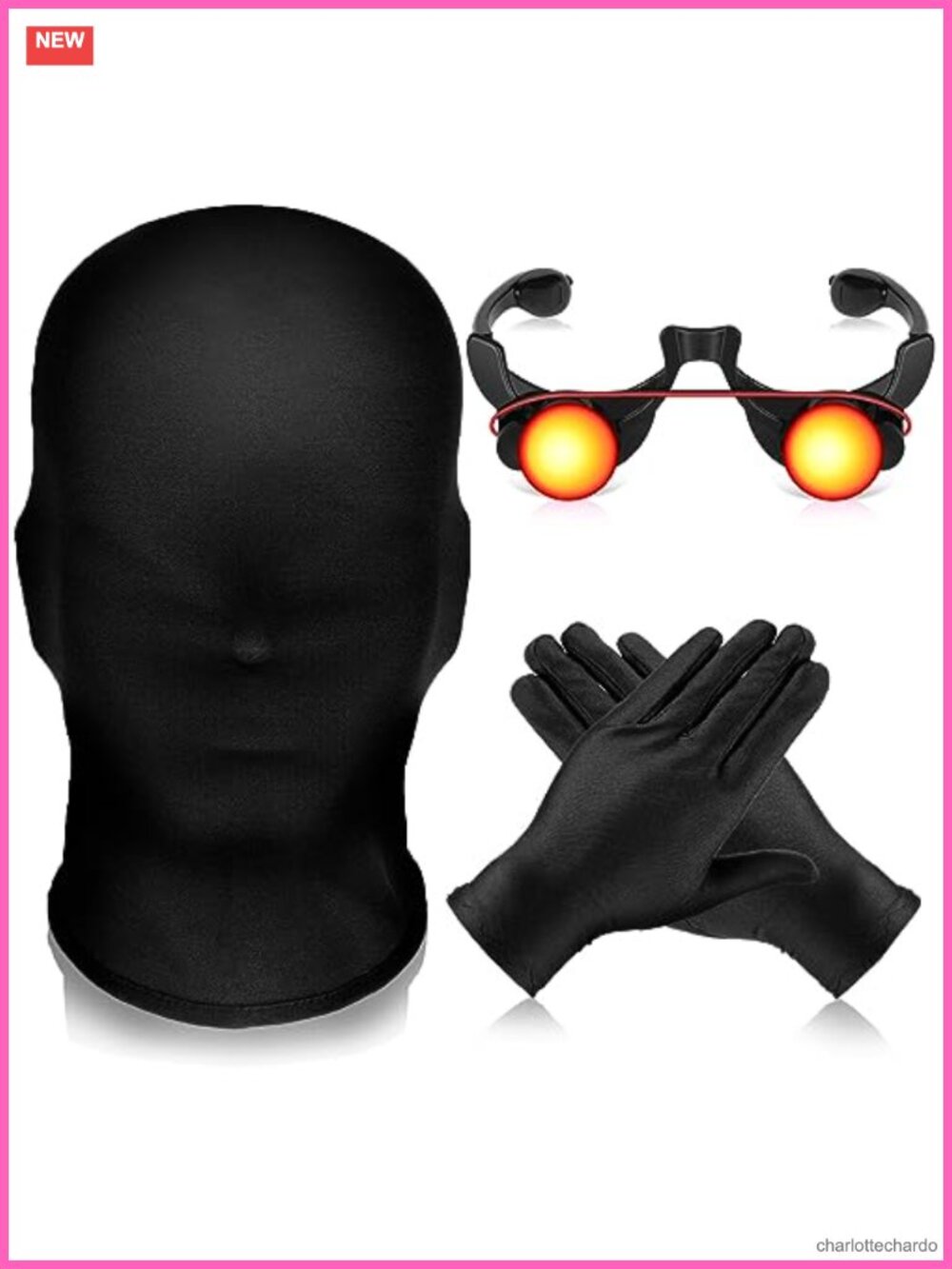 Grim Reaper Costume Accessory Set Mask Gloves Glowing Glasses Cosplay